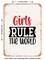 DECORATIVE METAL SIGN - Girls Rule the World - Vintage Rusty Look